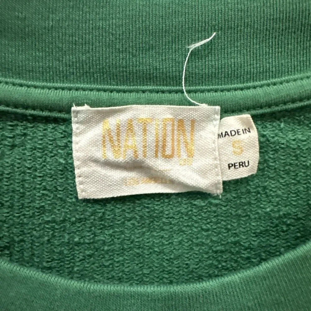 Nation LA Women’s Tate Cropped Boxy Pima Cotton Sweatshirt Verdant Green Small